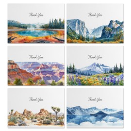 Timber Box Design National Park Inspired Stationary Thank You Cards - 24 Different Parks - With Envelopes - Gift