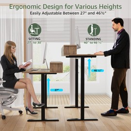 Our Modern Space 2-Tier Height Adjustable 45" Electric Standing Desk - Upgraded Ultra Durable Home Office Large Rectangular Computer Table or Laptop Sit Stand Workstation - Rustic Brown