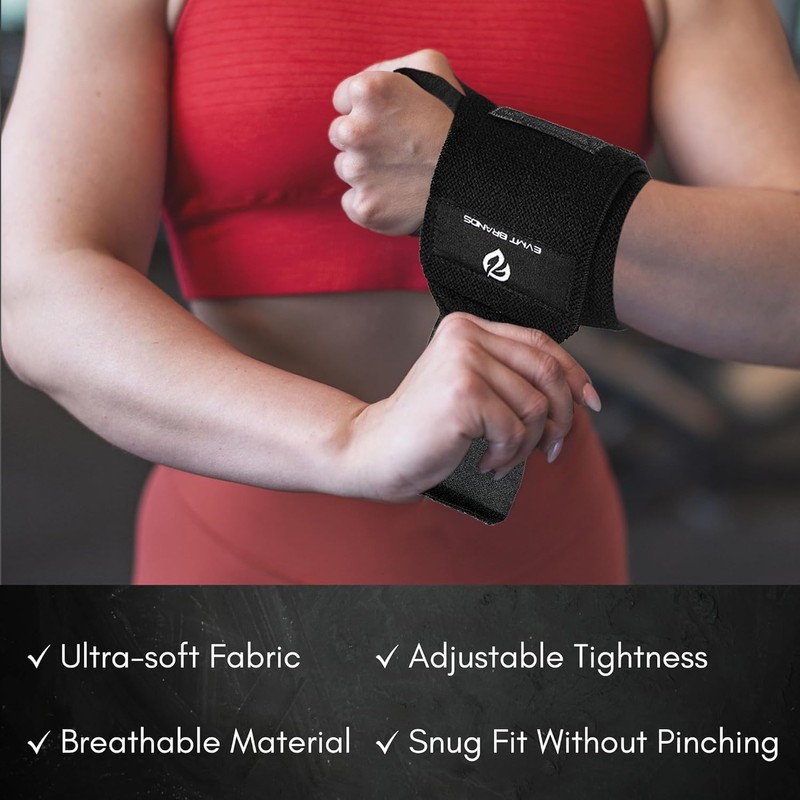 EVMT Premium Weightlifting Wrist Wraps 20in. Durable Straps for Weightlifting,