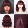 Peluca Rizada de Color Rojo Vino, Peluca para Mujer, Peluca