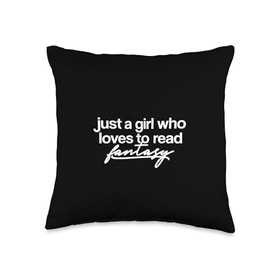 Just a Girl Who Loves to Read Fantasy Fiction Book Lovers Throw Pillow