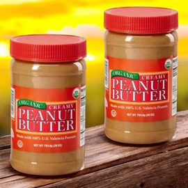 Organic Creamy Peanut Butter, 28 oz, 2-Pack – Dry Roasted, Sea Salt, USDA Organic, Kosher