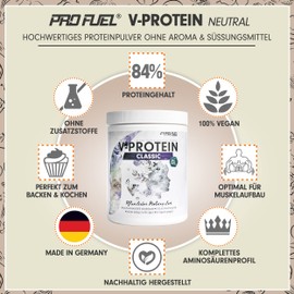 Vegan Protein, Neutral, 600 g, Versatile Natural Protein for Baking and Cooking, 84% Protein Content, High-Quality Pea Protein Free of Aromas and Sweetness