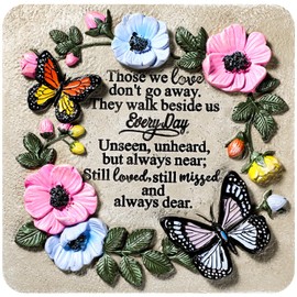 Blosssound Memorial Garden Stone Gifts for Loss of Loved One Sympathy Memorial Gifts Those We Love Don't Go Away Condolence Bereavement Plaques for Homes, Lawn and Garden Stepping Stone (9.8 Inch)