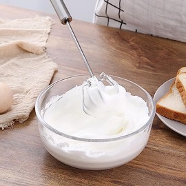 Sunrisedaylas 12Inch Stainless Steel Long Handle Egg Beater Hand Push Wisking Tool for Home Whisks for Cooking, Blending, Beating & Stirring (Silver)