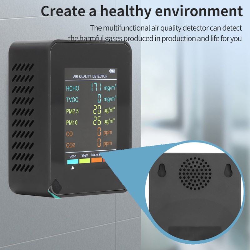 Air Quality Monitor Portable LCD Backlight Screen CO2 TVOC HCHO