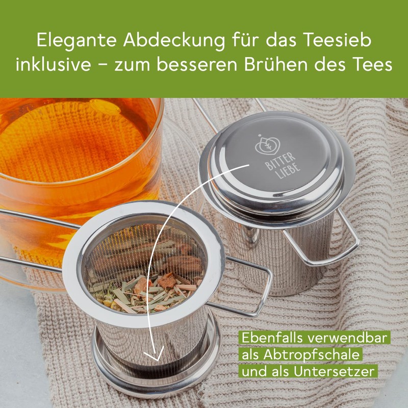 BitterLiebe® Tea Strainer for Loose Tea with Stainless Steel Drip