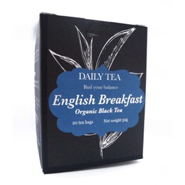 Daily Tea, Organic English Breakfast Tea Bags, net weight 50g | Whole Leaf Black tea | 20 tea bags