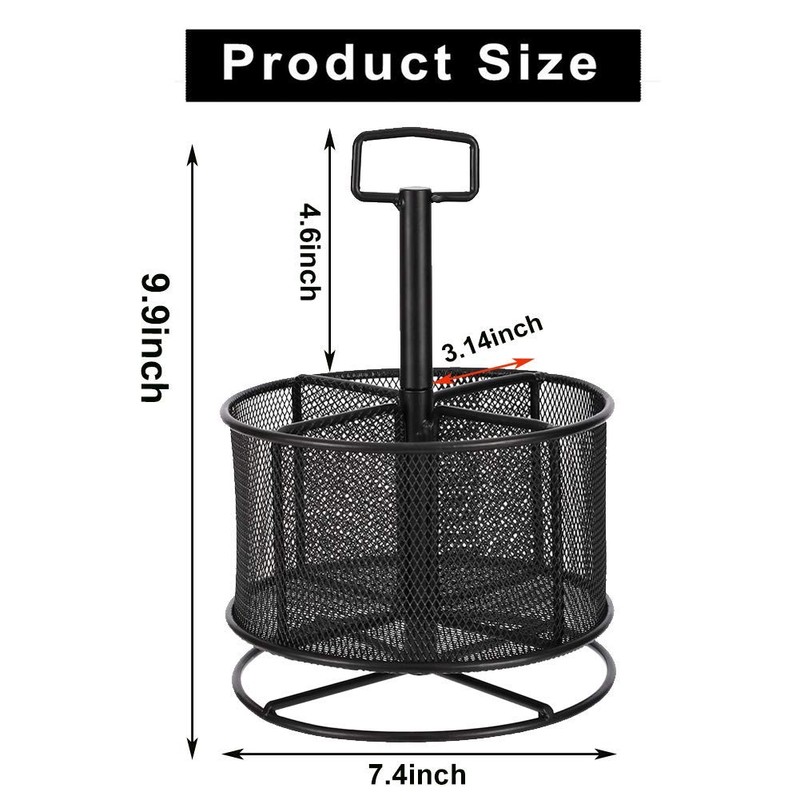 Marbrasse Mesh Desk Organizer, 360-Degree Rotating Multi-Functional Pen Holder, 4