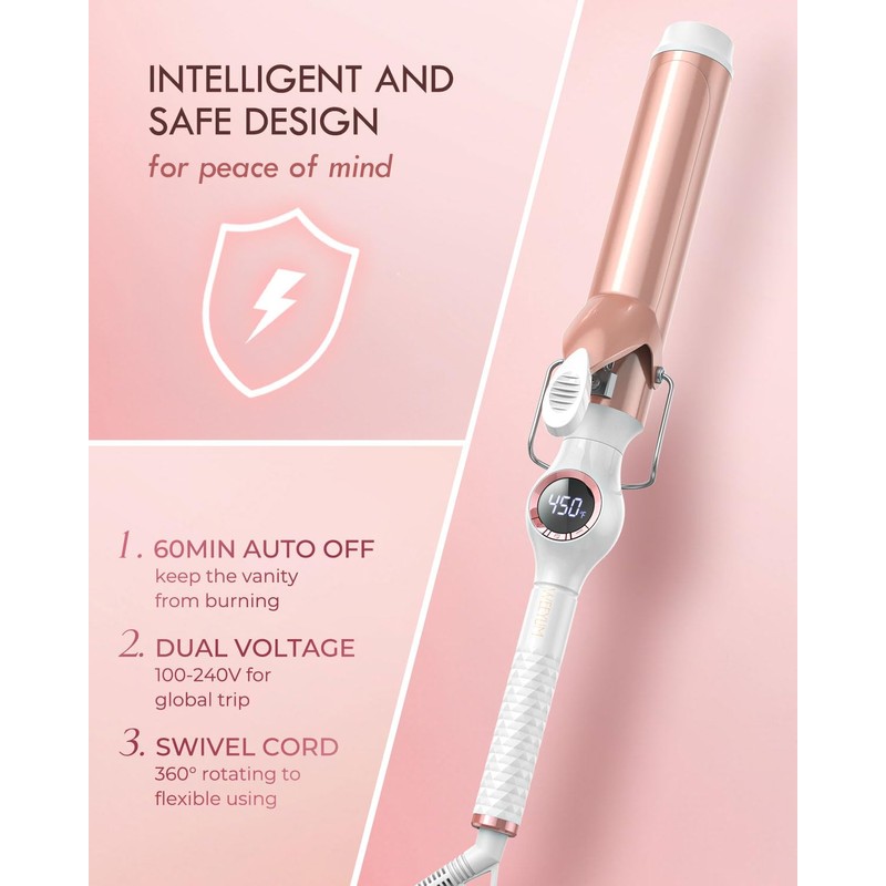 WEEYUM 1 1/2 Inch Curling Iron, Large Barrel Curling Wand