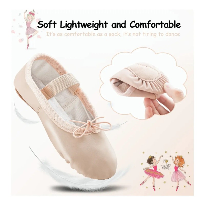 Zapatos De Ballet Para Niña Y Mujer, Piel De Pu