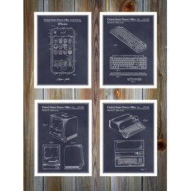 Studio 21 Graphix Steve Jobs Patent Prints - Set of 4 - UNFRAMED Blackboard 8" X 10" Poster Art