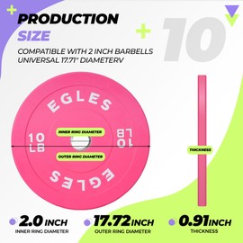 Egles Vibrant Pink Weight Plates, Rubber Barbell Plates, 2-inch Olympic Standard 10LB Pair Olympic Bumper Plates Steel Inserts for Home Gym Weightlifting, Strength Training, Fit Workouts