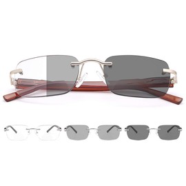 YIMI Gafas de sol fotocromáticas bifocales sin montura protección UV lectores de bisagras de resorte para mujeres hombres cómodas elegantes gafas de lectura para ordenador transición anti luz azul