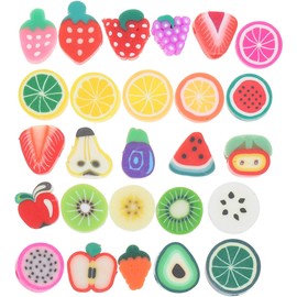 Uonlytech 200 piezas Cuentas de Arcilla Frutas Sueltas para Bisutería DIY Accesorios para Hacer Pulseras y Collares Kit Artesanal Creativo para Ensartar Paquete