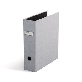 Bigso Box of Sweden ARCHIE Folder with 2 Rings and Lever Mechanism - Ring Binder Made of Fibreboard and Paper with Linen Look - A4 Ring Binder for Filing Loose Paper - Light Grey