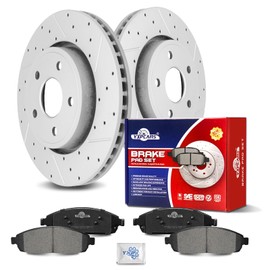 YXPCARS Ceramic Front Brakes Pad and Rotors Drilled Slotted Vented Replacement Disc Brake Kits for Jeep Commander 2006 2007 2008 2009 2010/ Grand Cherokee 2005-2010 Excludes Srt-8