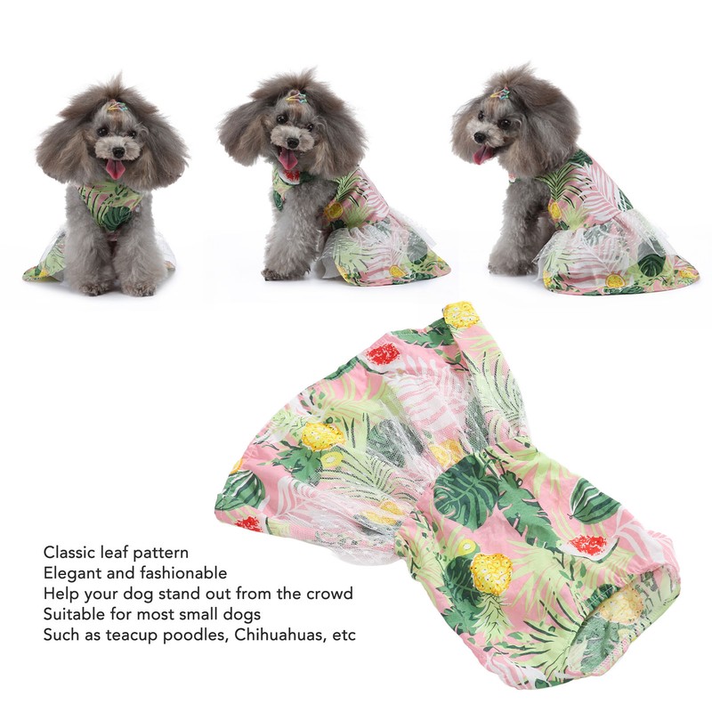Dog Dress Romantic Classic Leaf Pattern Soft Comfortable Doggie Princess