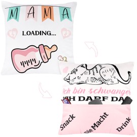 Merclix Pregnancy Announcement Idea Cushion Cover 45 x 45 cm with 3 Pockets Gifts for Pregnant Women Pregnancy Gift for Mother Gifts for Expectant Mothers Expectant Mum Gift from Man