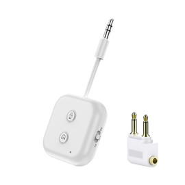 Upgraded Bluetooth 5.4 Transmitter Receiver, USB-C Bluetooth Audio Adapter for Airplane TV Car Gym Home Stereo System, Can Pair 2 Wireless Headphones Simultaneously (Glossy White)