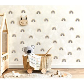 Pandawal Mini Rainbow Wall Sticker Set for Baby and Children's Room, Small Decorative Rainbow Wall Stickers for Girls and Boys, Wall Decoration (Mustard Grey, 16)