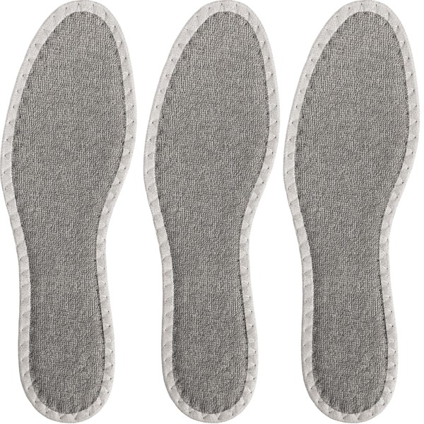 pedag pedag Deo Fresh Natural Terry Cotton & Sisal Insoles, Handmade in Germany, Fully Washable, Perfect for Keeping Feet Dry and Fresh in The Summer, US W11 M8 / EU 41, Gray, 3 Pair