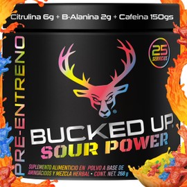 Bucked Up Pre Entreno Pre Workout | Beta Alanina, Citrulina y Cafeina Anhidra Microencapsulada | Entrenamientos, Energía, Desempeño y Vascularidad Más Intensos | Delicioso Polvo Sabor (Sour Power)