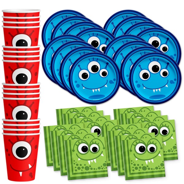 Mighty Monster Birthday Party Supplies Set Plates Napkins Cups Tableware Kit for 16