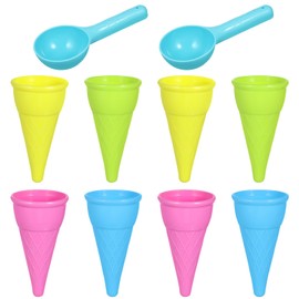 Toyvian Sand Toys Ice Cream Cone, Outdoor Scoop Plastic Ice Cream Cones Beach Toy Set for Children Toddlers (Random Color)
