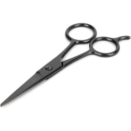 GLOGLOW Tijeras de Belleza para Vello Facial Negro, 12.2cm Cortador de acero inoxidable con tornillo ajustable, puntas seguras, recorte de cejas y vello de la nariz