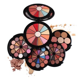 RoseFlower Push-Pull rotation Petals multifunctional Beauty Makeup Kits Cosmetic Case Set Multicolored eyeshadow Palette Foundation Face Powder Blush Lip woman storage box