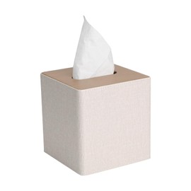 Modern Square Tissue Box Cover, Decorative Bathroom Facial Tissue Holder, Beige