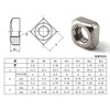 M8 Square Nut 304 Stainless Steel Thread Nut (Pack of