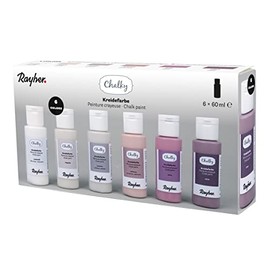 Rayher Chalky Set 6 Colours of 60 ml Rose Tones Chalk Paint for Shabby Chic Vintage Country House Style Looks 35049258