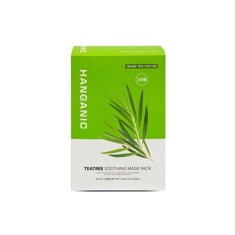 Hanganic 티트리 진정 마스크팩 100매 Tea Tree Soothing Mask Pack