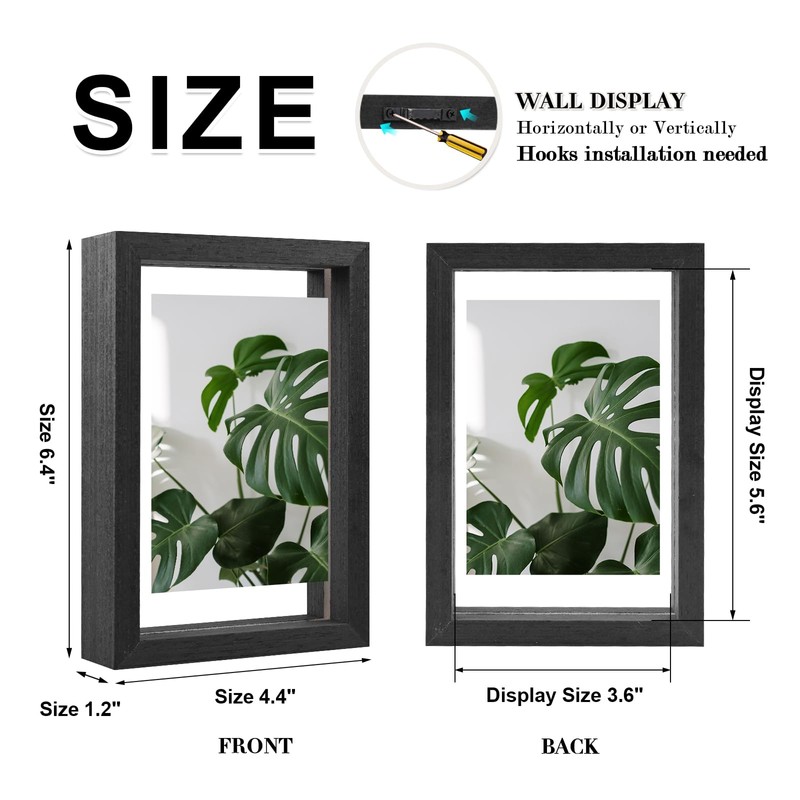 Egofine 4x6 Floating Frames Set of 2, Double Plexiglass Picture