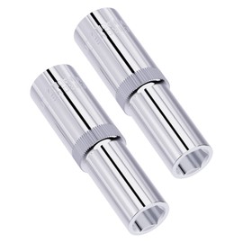 FOCMKEAS 2PCS 10mm Deep Socket, 3/8 Inch Drive, 6-Point, Metric, Heat Treated CR-V Steel Sockets, Full Polishing, 2.5 Inch Length