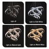 diisunbihuo Dimmable Black Modern LED Crystal Chandeliers 3 Rings Pendant