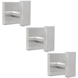 TocTen Towel Hooks for Bathroom, 304 Stainless Steel Heavy Duty Towel Robe Clothes Wall Hook, Wall Mounted Towel Hanger for Bathroom Livingroom Bedroom Kitchen Closet (Brushed Nickel, 3 Pack)