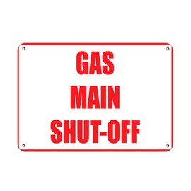 Aluminum Horizontal Metal Sign Multiple Sizes Gas Main Shut Off Hazard Emergency White Shutoff Valve with Border Weatherproof Street Signage 24x18Inches