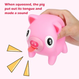 Voice Pig Toy: Squeaky Stress Relief Toy for Kids Interactive Pink Pig - Squeezing Animal for Fun Fidgets and Anxiety Relief 2 Pack
