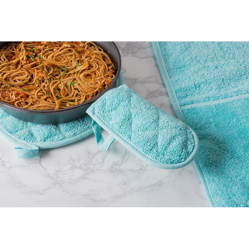 DII Basic Terry Collection Quilted 100% Cotton, Pan Handle, Aqua,