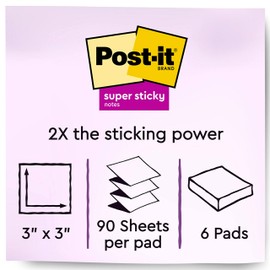 Post-it Super Sticky Pop-up Notes, 3x3 in, 6 Pads, 2x the Sticking Power, Oasis Collection, Cool Colors, Recyclable (R330-6SST)