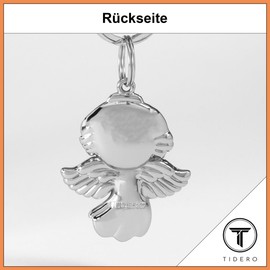 Tidero Guardian Angel Keyring Grace - Angel Pendant for Men Women - Gift Christmas Lucky Charm Drive Carefully Metal, Silver (shiny), rose heart