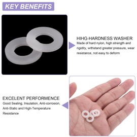 PATIKIL Nylon Flat Washers 6mm ID 12mm OD 1.2mm Thick M6 Hard Plastic Round Sealing Flange Gaskets-Applications for Machinery Electronics -[Qty 100 White]