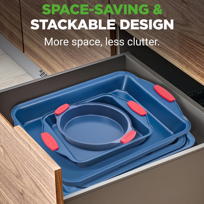NutriChef 6-Piece Non Toxic Bakeware Set – Carbon Steel Baking