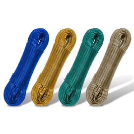 Zinnia Assorted Colored Washing Clothes Line Rope 10m Long Heavy Duty PVC Coated with Steel Core Long Ideal for Home, Garden, Outdoor Use