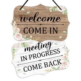 Putuo Decor Meeting In Progress Office Door Signs, PVC Do Not Disturb Door Hanger Sign, Reversible Office Meeting Door Hanger In A Meeting Door Sign for Office Therapist Commercial Home Use