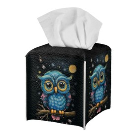 Hzeswody Owl Tissue Box Holder, Rectangular, Modern, Polyurethane (PU), Owl