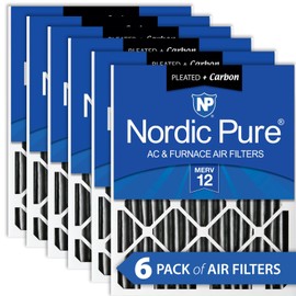 Nordic Pure 20x24x4 (3 5/8) Pleated Air Filter MERV 12 Plus Carbon 6 Pack